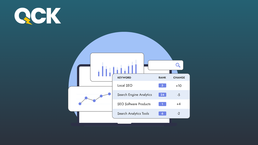 SEO keyword ranking dashboard on screen