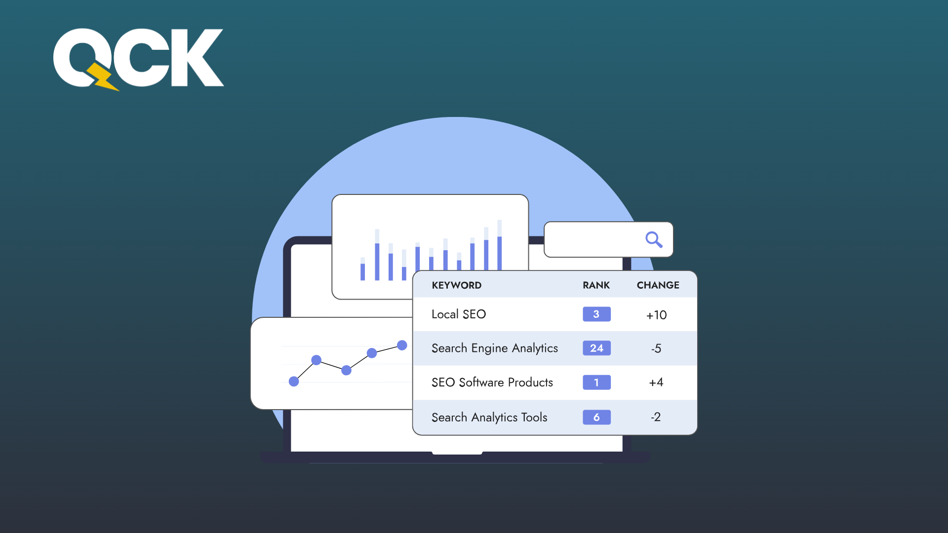 SEO keyword ranking dashboard on screen