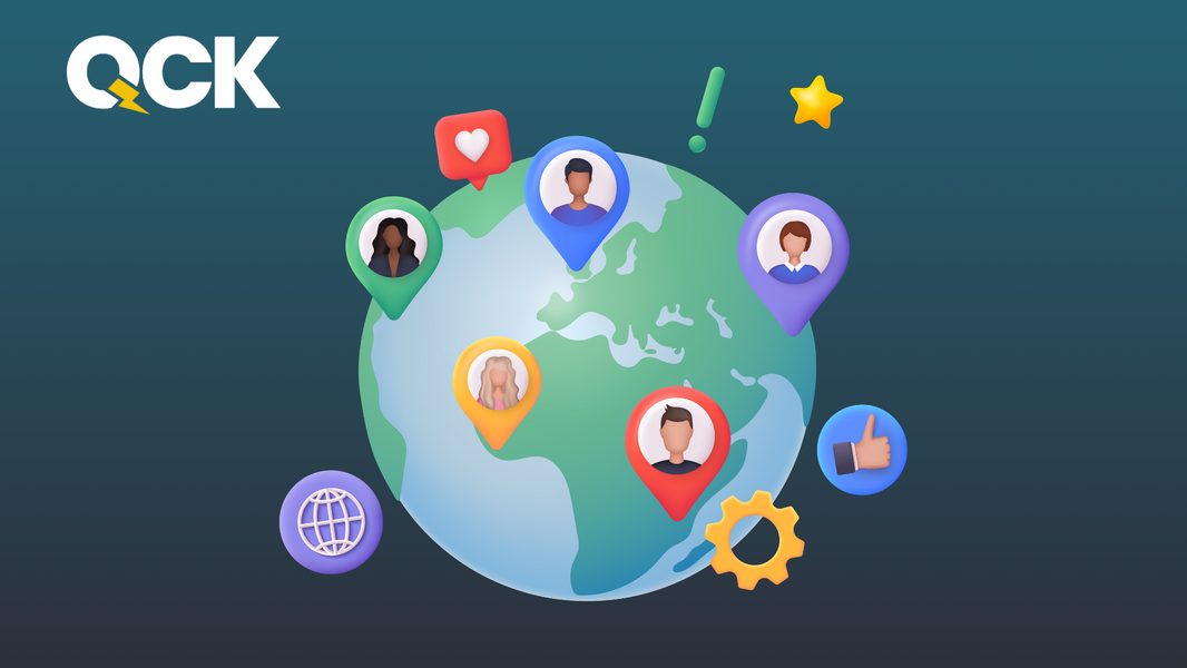 World globe with user icons showing international audience reach and engagement